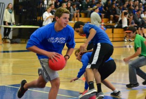 Freshman Kyle Sandell prepares to throw the ball. Photo by Gina Kermode.